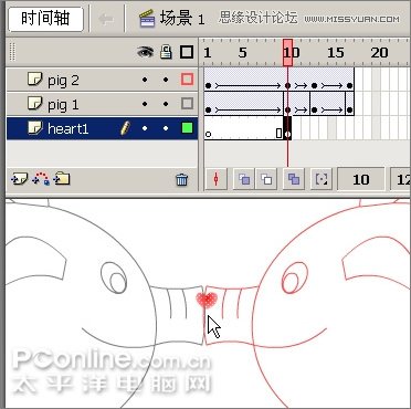 Flash制作有趣的親嘴豬動畫教程,PS教程,思緣教程網