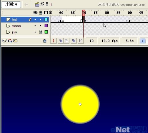 Flash教你如何制作蝙蝠在月夜裡飛翔,PS教程,思緣教程網