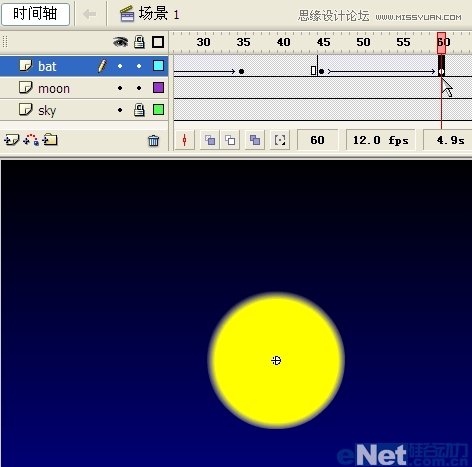 Flash教你如何制作蝙蝠在月夜裡飛翔,PS教程,思緣教程網