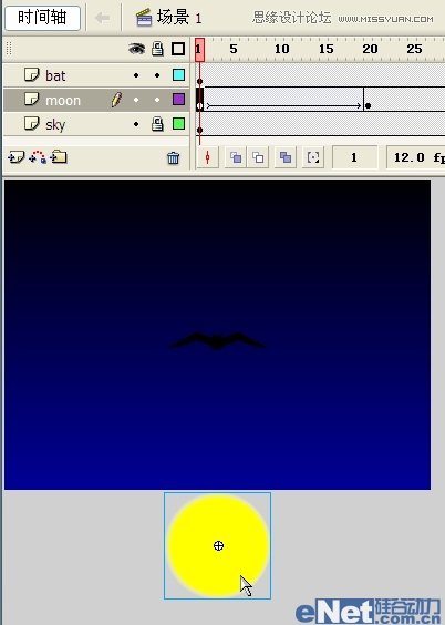 Flash教你如何制作蝙蝠在月夜裡飛翔,PS教程,思緣教程網