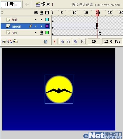 Flash教你如何制作蝙蝠在月夜裡飛翔,PS教程,思緣教程網