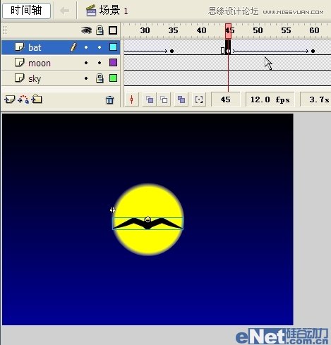 Flash教你如何制作蝙蝠在月夜裡飛翔,PS教程,思緣教程網