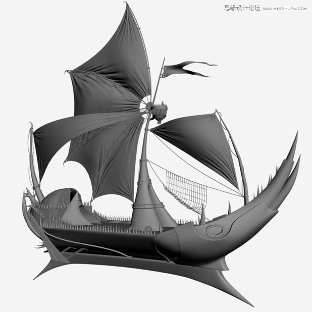 3DMAX制作在大海中航行的帆船,破洛洛