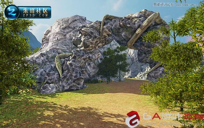  3DMAX制作仙靈島動漫場景過程賞析,PS教程,思緣教程網