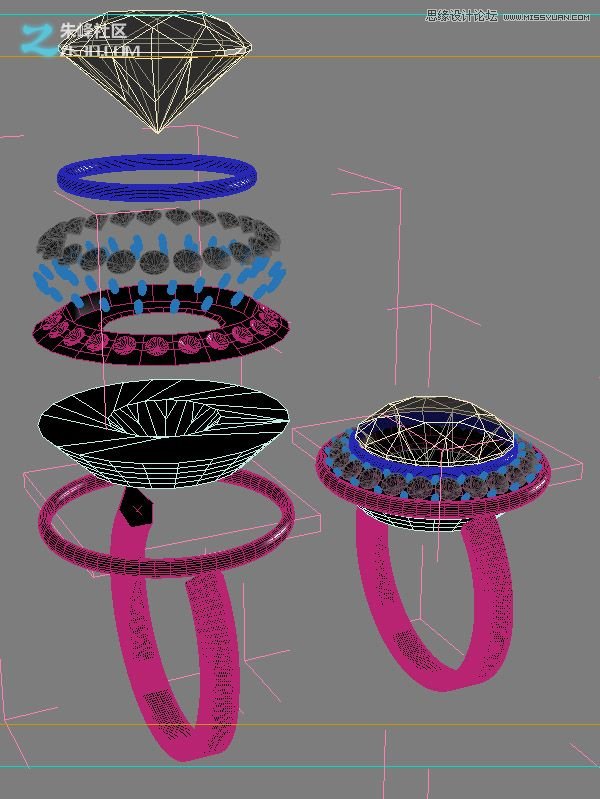 3Dmax制作創建非常精致的3D鑽石戒指,PS教程,思緣教程網