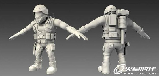 3ds Max打造Q版造型的反恐警察玩具人偶,三聯