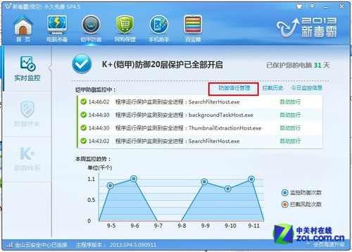 殺軟做了什麼? 查看金山毒霸監控事件 