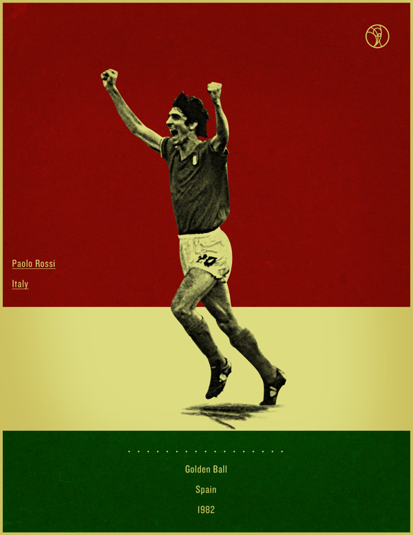 Paolo Rossi Spain 1982 world cup fifa golden ball winner poster illustation