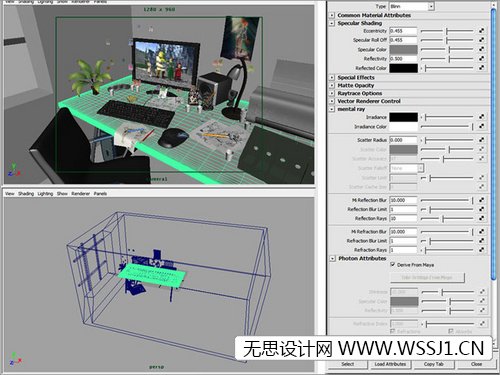 Maya配合Mentalray渲染真實辦公桌面,無思設計網wssj1.cn