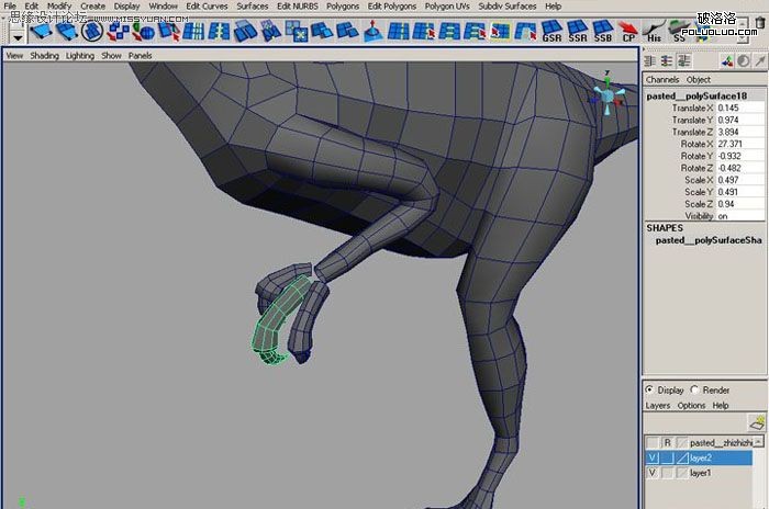 Maya建模教程：制作真實的恐龍(2),PS教程,思緣教程網
