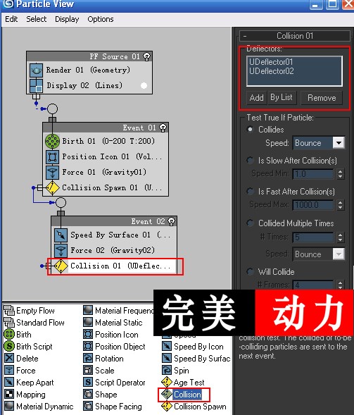 使用PF粒子制作“雨花飛濺”效果