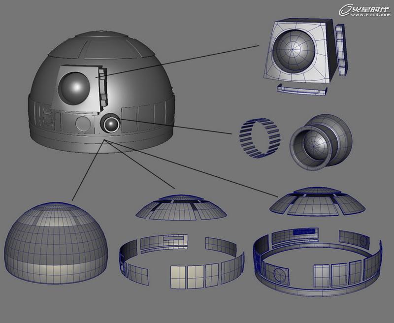 MAYA制作《星球大戰》中的機器人R2D2 三聯網 MAYA建模教程