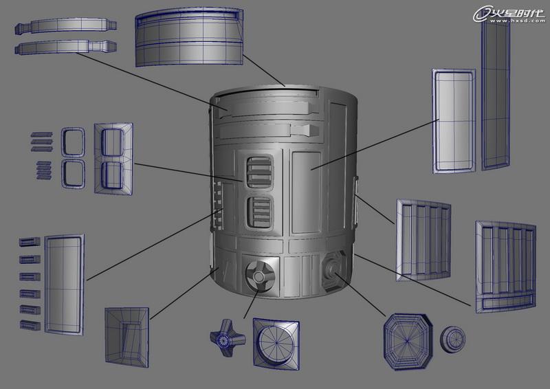 MAYA制作《星球大戰》中的機器人R2D2 三聯網 MAYA建模教程