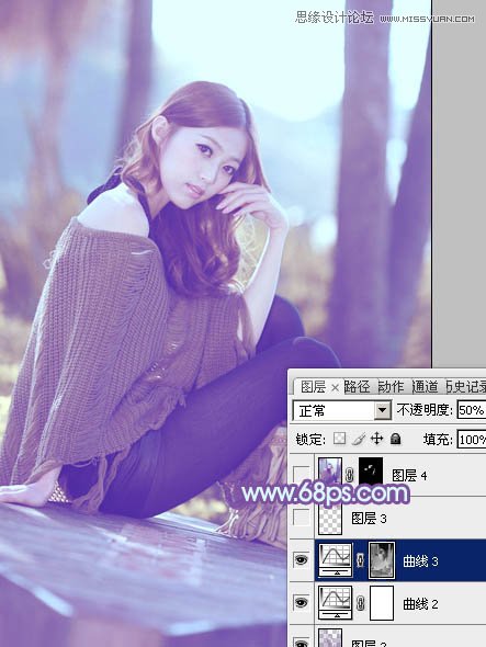 Photoshop調出美女照片夢幻紫色場景,PS教程,思緣教程網