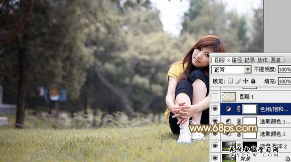 Photoshop給外景美女加上柔和淡雅色