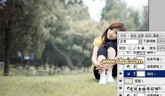 Photoshop給外景美女加上柔和淡雅色