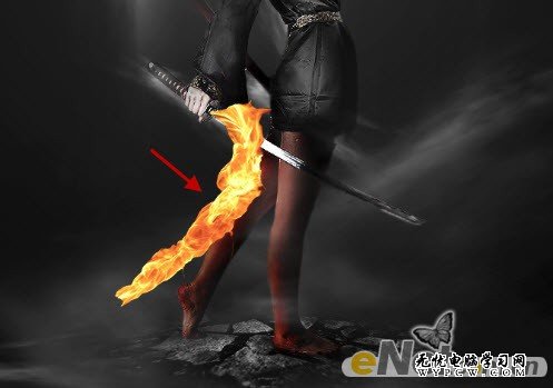 Photoshop打造美女武士的刀光劍影