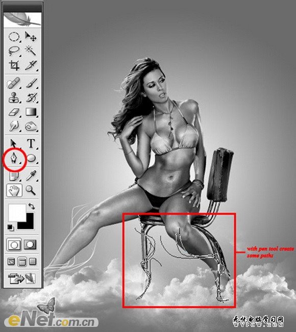 Photoshop打造雲霧中的性感女神