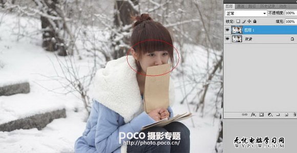 Photoshop給雪景美女圖片增加冬季韻味