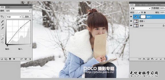 Photoshop給雪景美女圖片增加冬季韻味