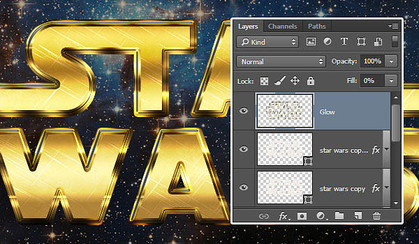 Photoshop制作大氣的金色星戰標題立體字教程