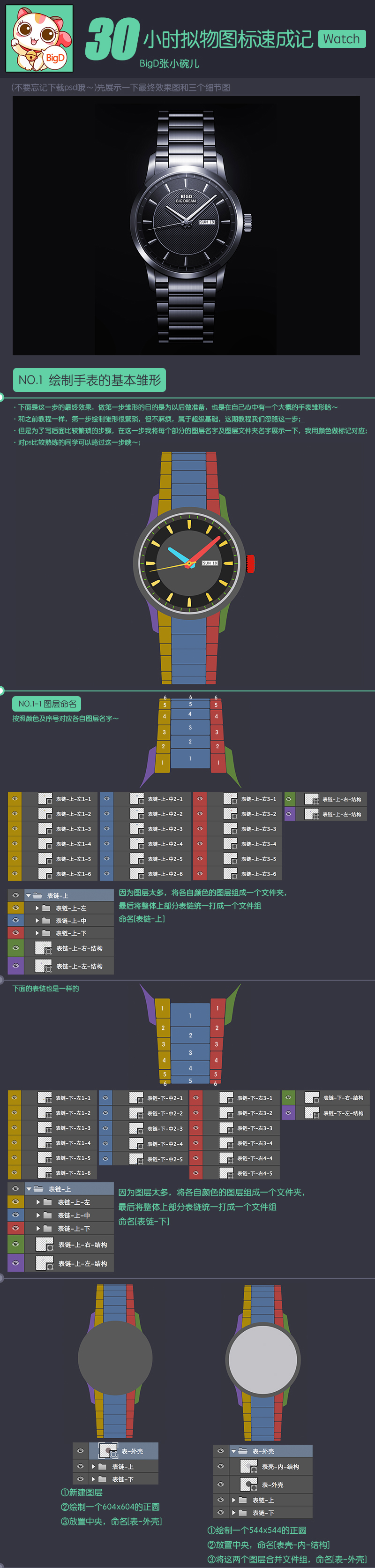 PS 30小時擬物圖標速成記之寫實手表篇 三聯