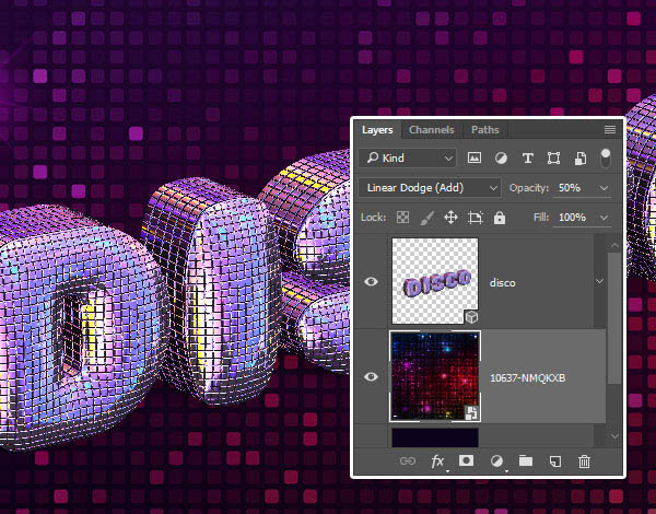Photoshop利用自帶的3D工具制作閃爍的舞廳燈光立體字