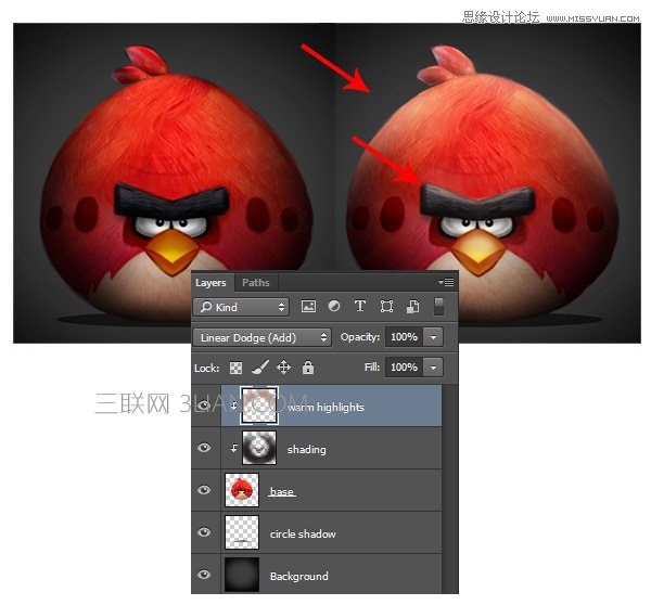 Photoshop繪制可愛的憤怒的小鳥效果圖,PS教程,思緣教程網