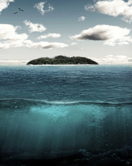 PS合成制作出漂浮在海面上的島嶼