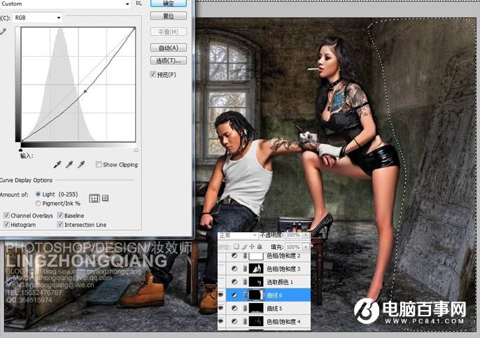 Photoshop合成破舊房間裡紋身的人物寫真圖片