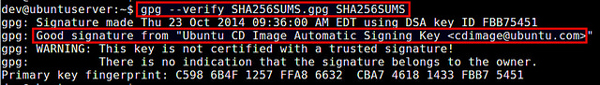  Ubuntu使用SHA256檢驗iso鏡像完整性的實例