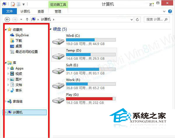 Win8如何根據需要自定義文件管理器導航窗格    三聯