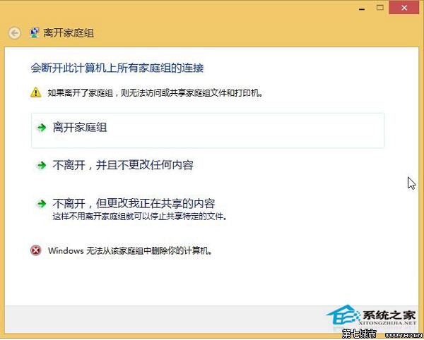 Win8.1無法退出家庭組選擇退出時提示無法正常退出 三聯