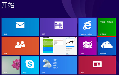 登錄到你的微軟賬戶後，在Metro界面下找到SkyDrive應用，初次點擊進入點擊“轉到電腦設置”可進行相應項目的更改。