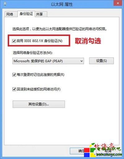 Win8/8.1總是彈出Windows安全登錄(網絡身份驗證)---以太網屬性界面