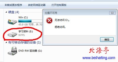 Win7硬盤分區拒絕訪問,Win7磁盤分區無法訪問問題截圖