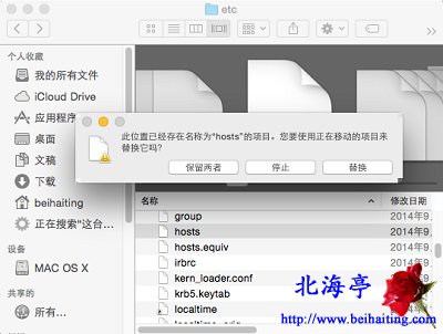 蘋果Mac hosts文件在哪裡,Mac怎麼修改hosts文件---替換提示界面