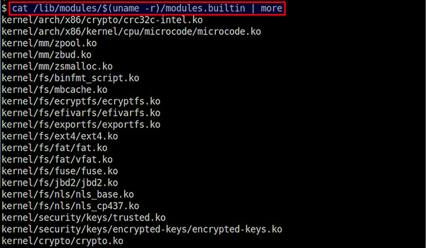 如何查看Linux加載內置模塊的信息
